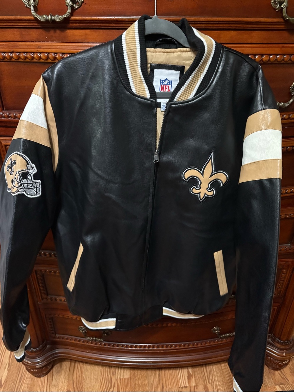 NFL Saints New Orleans Varsity Jacket with Fleur-de-lis Patch